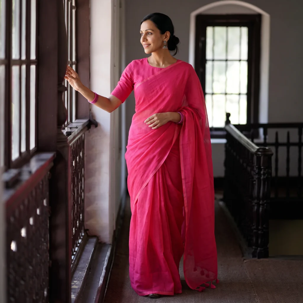 plain pure mul cotton ready to wear saree 01 pink ai visual 77852395